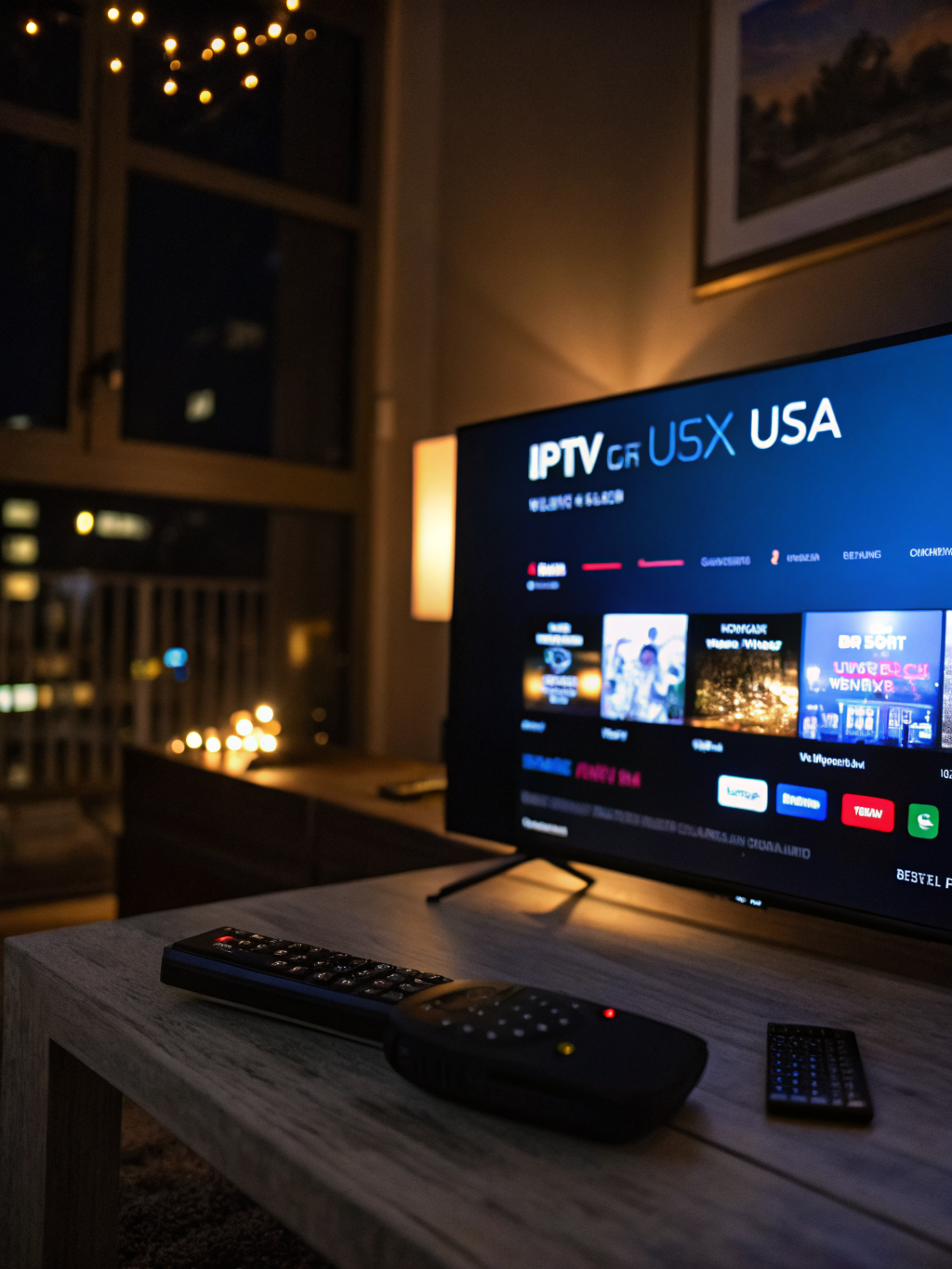 Modern IPTV box setup in a living room